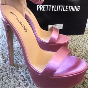 Pink, satin heels!